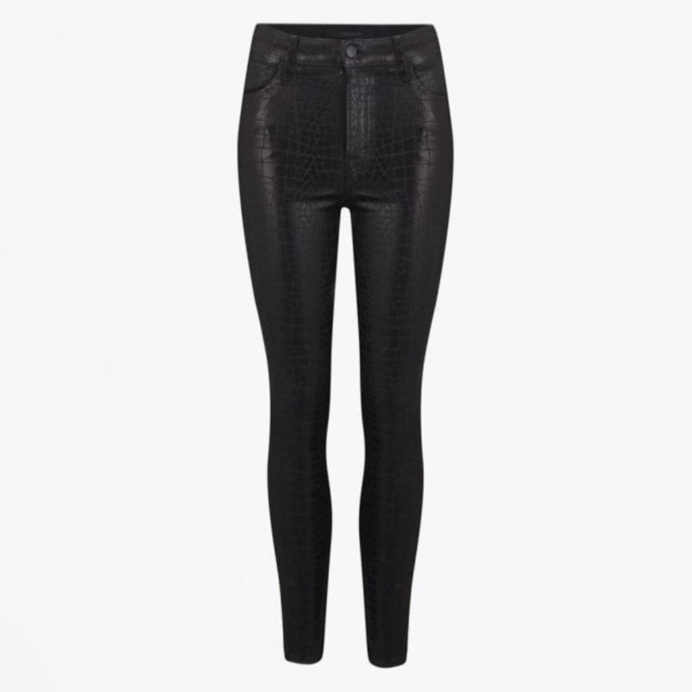 J Brand Leenah High Riseβ Skinny Ankle Jeans Size 28 Caiman Python Print Black